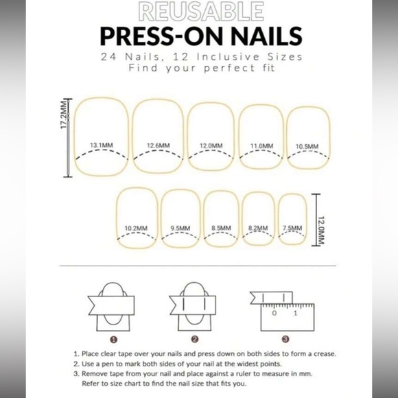 Gold and Nude Press on Nails And Mirror Powder, Short Round Shape Nail File Glue - Picture 5 of 7